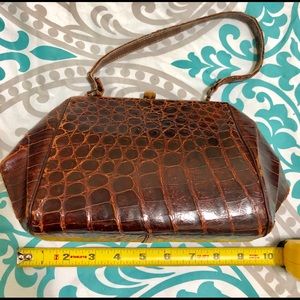 Vintage Genuine Alligator Brown Handbag Purse Bag